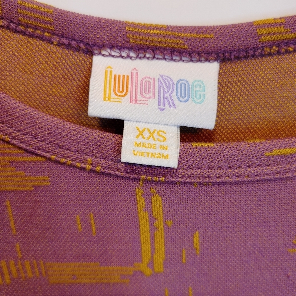LuLaRoe Carly Dress XXS NWT Purple Yellow High Low Swing Dress - Picture 5 of 9
